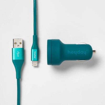 heyday™ 2-Port 3.1A Car Charger (with 6' Lightning to USB-A Cable)