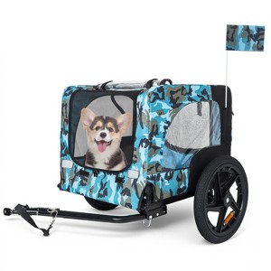 VASIP Heavy Duty Bike Trailer for Dogs with Collapsible Pet and Cargo Carrier ,16" All-Terrain Wheels and Universal Hitch,Black+Dark Gray - 1 of 4
