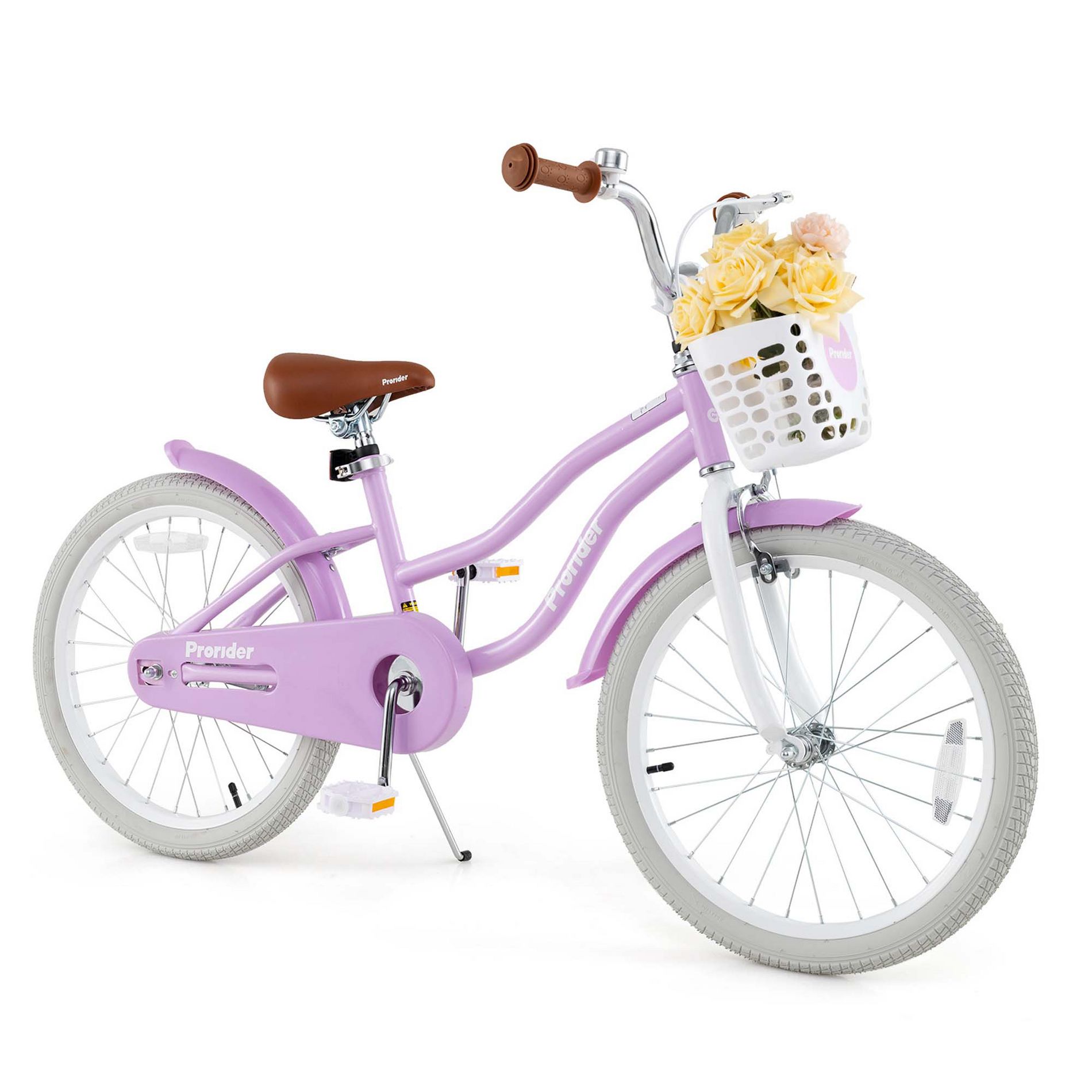 Costway 20" Kids Bike with Height Adjustable Handlebar & Seat Hand Brake & Coaster Brake Purple