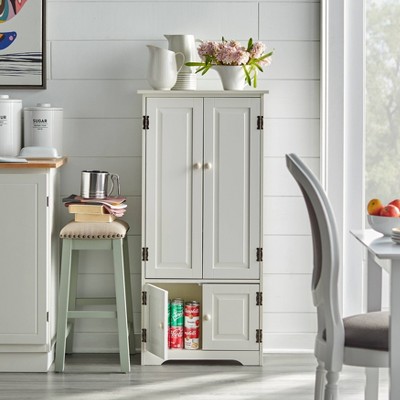 Tall White Freestanding Cabinet with Adjustable Shelving