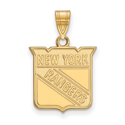 Black Bow Jewelry 10k Yellow Gold New York Rangers NHL Medium Pendant