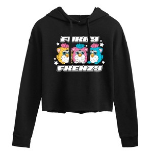 Women's - Furby - Furby Frenzy- Junior's Cropped Hoodie Cropped Graphic Hoodie - 1 of 2