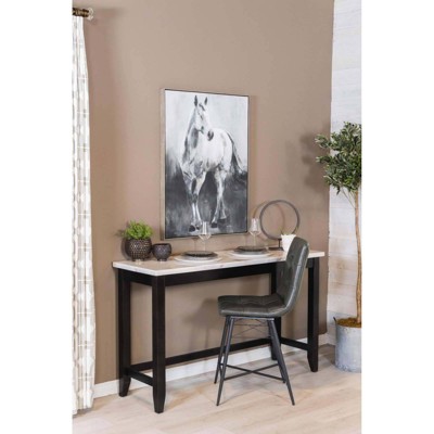 Toby Rectangular Black and White Marble Top Counter Height Table