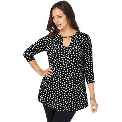 Jessica London Women's Plus Size Stretch Knit Keyhole Swing Tunic