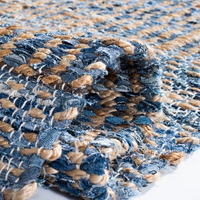 Cape Cod Coastal Charm 4' Square Hand-Knotted Blue Jute Area Rug