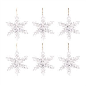 Tramull Set of 6 Iron Snowflake Hangers, Rustic Metal Snowflake Christmas Tree Ornaments - 1 of 4