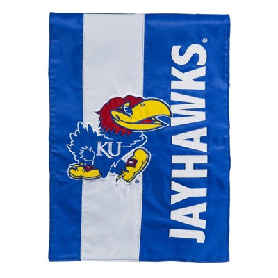 Team Sports America University of Kansas Outdoor Safe Double-Sided Embroidered Logo Applique Garden Flag, 12.5 x 18 inch