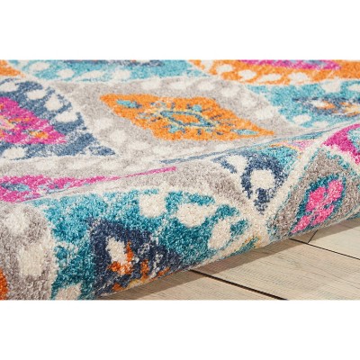 Handmade Blue Geometric Synthetic Easy Care Area Rug