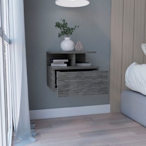 Floating Nightstand 12"H, Wall Mounted with Single Drawer and 2-Tier Shelf - 1 of 4