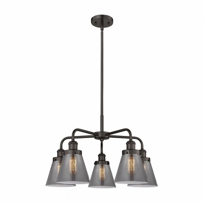 Cone - 5 Light Stem Hung Chandelier In Art Deco Style-14.75 Inches Tall and 24.25 Inches Wide