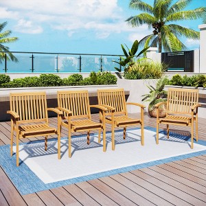 Captiva Designs Outdoor Patio Dining Acacia Wood Patio Fixed Chairs with Armrests - 1 of 4