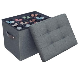 Itopfox Adjustable Storage Ottoman with Dividers for Shoes, Clothes, Toys & Blankets, Foldable Foot Stool Bench for Living Room & Bedroom - 1 of 4