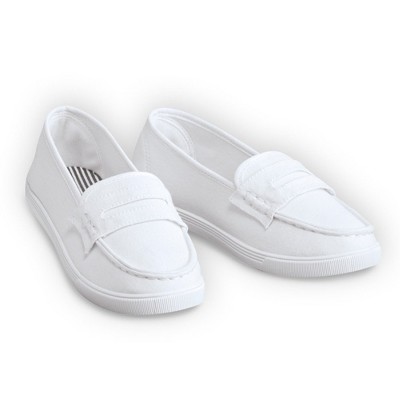Collections Etc Classic Boat Shoe Loafer Slip On Canvas Sneakers