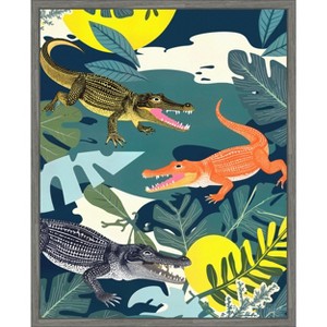 Amanti Art Three Crocodiles by Uma Gokhale Framed Canvas Wall Art - 1 of 4