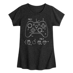 Girls' - Instant Message - Game Controller Rendering Fitted Short Sleeve Graphic T-Shirt - 1 of 4