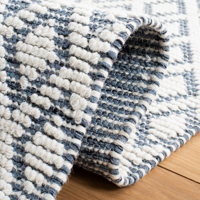 Vermont Elegance Ivory & Blue Hand-Knotted Wool Rug - 3' x 5'