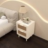 KTMBDW Rattan Nightstand,Wood End Table,Side Table with 2 Faux Rattan-Decorated Drawers,Wood Accent Table with Storage for Livingroom,Bedroom,Beige - 4 of 4