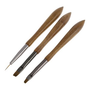 Unique Bargains French Style Nail Painting Brushes Set for Polish Painting Home DIY Brown 3 Pcs - 1 of 4