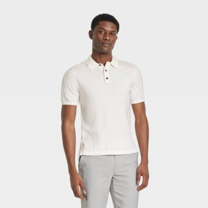 Houston White Adult Short Sleeve Polo Sweater - Cream - 1 of 4