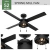 Hunter 52" Pelston Lighted Ceiling Fan Matte Black Finish with Integrated LED and Pull Chain Control for Damp Rated Indoor Spaces - 3 of 4