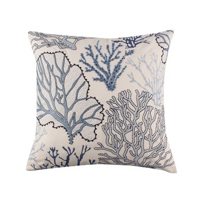 Tahiti Grey Embroidered Coral Decorative Pillow - Levtex Home