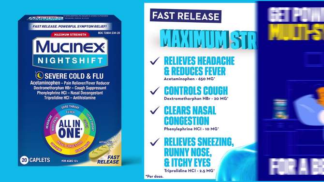 Mucinex Max Strength Cold &#38; Flu Medicine Nighttime - Tablets - 20ct, 2 of 7, play video