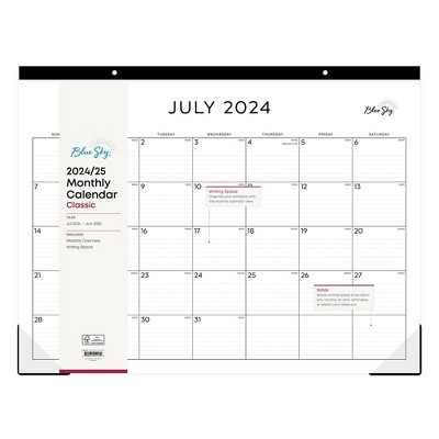 Blue Sky 2024-25 Monthly Desk Pad 17&#34;x22&#34; White with Trim Tape Perforation