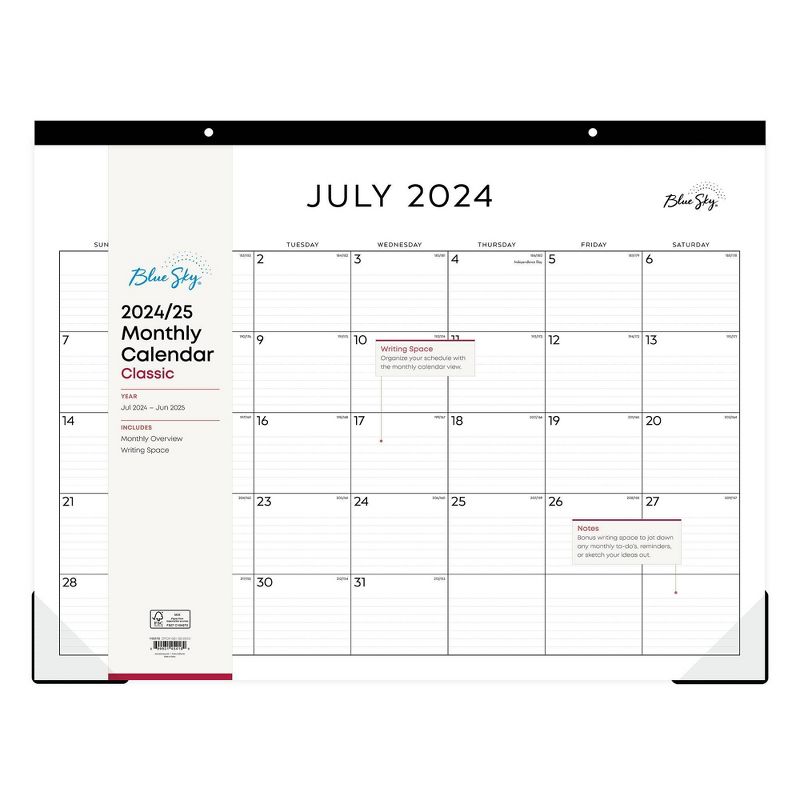 Blue Sky 2024-25 Monthly Desk Pad 17&#34;x22&#34; White with Trim Tape Perforation, 4 of 5