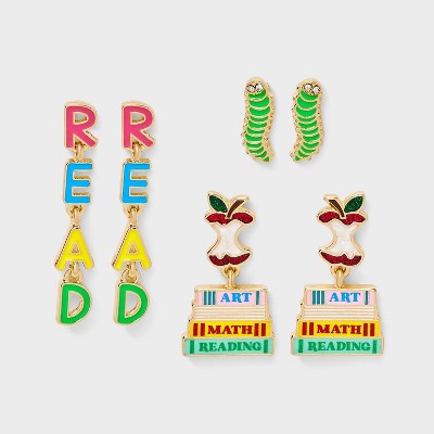 SUGARFIX by BaubleBar Bookworm Stud Earring Set 3pc - Gold