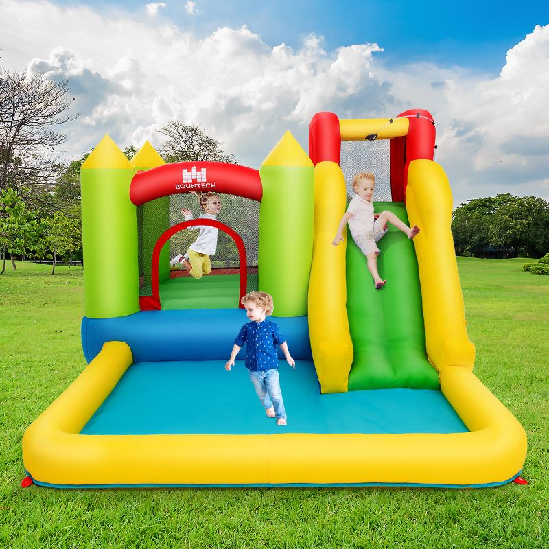 Costway Inflatable Bounce House Water Slide Jump Bouncer Climbing Wall Splash Pool Blower Excluded, 4 of 11