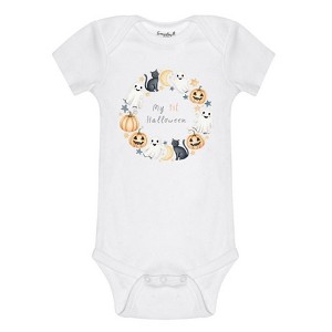 Everyday Kids “My 1st Halloween” Short Sleeve Baby Onesie – Cute Ghost and Pumpkin Print – Soft Cotton Bodysuit for Newborns and Infants - 1 of 3