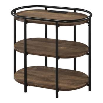 Tanna Side Table with USB Power Ports Brown/Matte Black Coating - miBasics