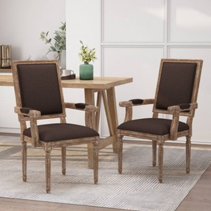 Set of 2 Maria French Country Wood Upholstered Dining Chairs - Christopher Knight Home - 1 of 4
