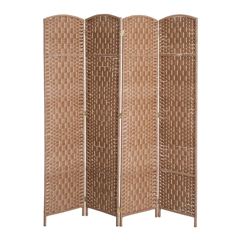 HOMCOM 6' Tall Wicker Weave 4 Panel Room Divider Privacy Screen, 4 of 7