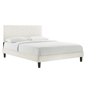 Modway Leah Chevron Tufted Performance Velvet Full Platform Bed - 1 of 4