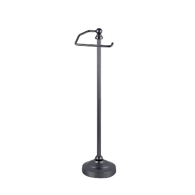 SunnyPoint Deluxe Free Standing Heavy Weighted Toilet Tissue Paper Roll Holder Black Nickel