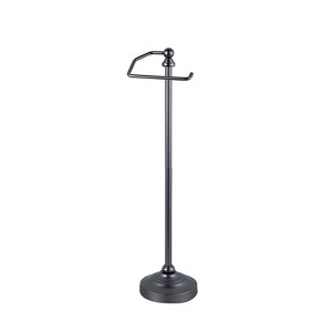 SunnyPoint Deluxe Free Standing Heavy Weighted Toilet Tissue Paper Roll Holder Black Nickel - 1 of 3
