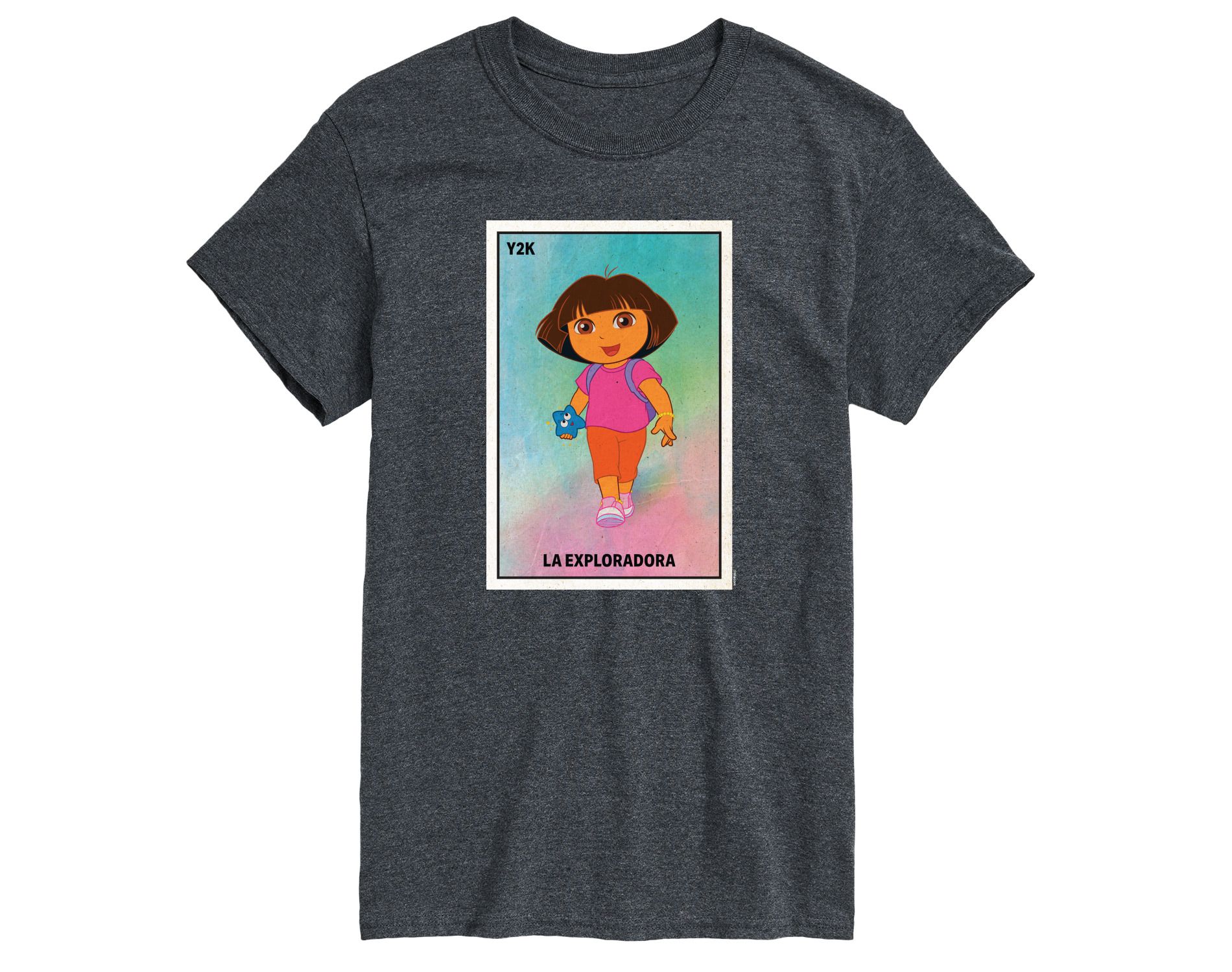 Men's Dora the Explorer Loteria La Exploradora Short Sleeve Graphic T-Shirt - Heather Charcoal - Large