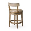 HomeRoots 26" Beige and Natural Faux Leather and Solid Wood Low Back Counter Height Swivel Bar Chair - 4 of 4