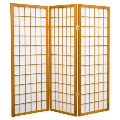 4 ft. Tall Window Pane Shoji Screen - Honey (3 Panels)