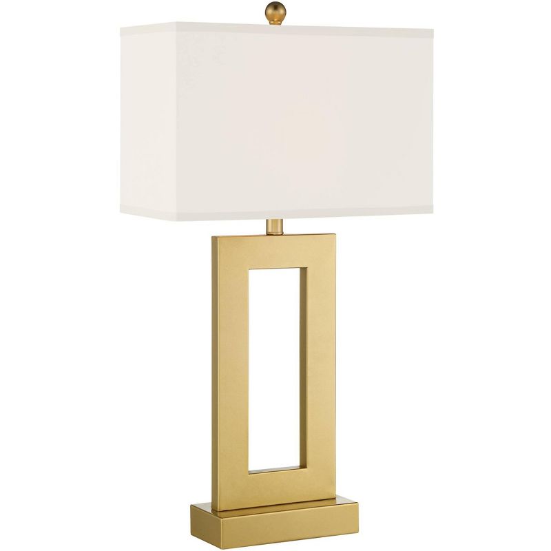 360 Lighting Marshall Modern Table Lamp 30" Tall Gold Open Base Oatmeal Rectangular Shade for Bedroom Living Room Bedside Nightstand Office House Home, 1 of 10