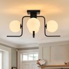 PAKOKULA 4-Light Matte Black Industrial Semi-Flush Mount Ceiling Light with White Globe Glass - 2 of 4