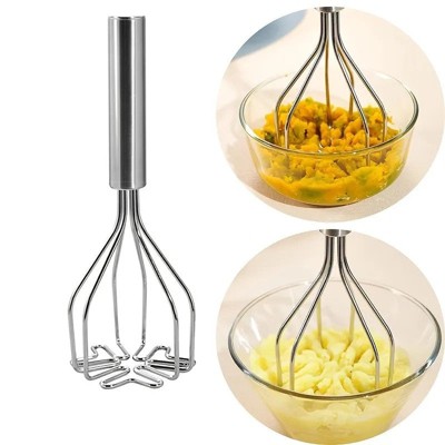 LunaLulinlk 1pc Potato Masher; Stainless Steel Potato Press; Food & Fruit Pressing Tool
