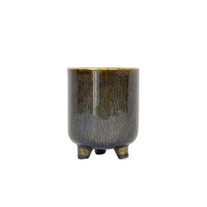 Footed Planter Blue Porcelain - 1 of 4