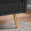 Velvet Tufted Sofa Bed with Nailhead Trim, 2 Pillows and Gold Metal Legs for Living Room - 3 of 4