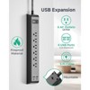 Itopfox 2 Pack Surge Protector Power Strip with 6 Outlets 4 USB Ports 5-Foot Extension Cord Flat Plug 900 Joules 15A Circuit Breaker Wall Mount - 2 of 4