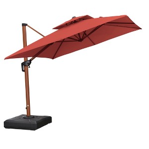 PURPLE LEAF Patio Umbrella with Base Outdoor Square Large Cantilever Umbrella Windproof Offset Heavy Duty Umbrella for Garden Deck Pool - 1 of 4