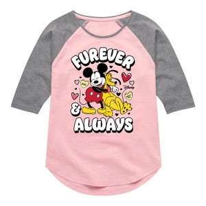Girls' - Disney - Furever And Always Shirt Tail Raglan Graphic T-shirt - 1 of 3