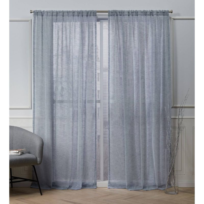Belfry Rod Pocket Sheer Window Curtain Panels - Nicole Miller, 1 of 11
