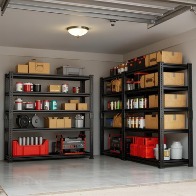 75.6" H Storage Shelves with Wheels, 2500LBS Garage Shelving Heavy Duty Metal Shelves,  Adjustable Pantry Shelf, Commercial Shelving